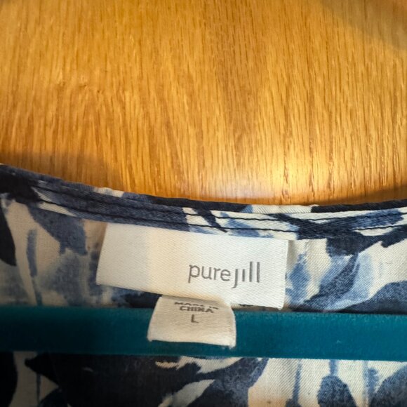 PURE J JILL BLUE AND WHITE FLORAL SLEEVELESS BLOUSE SIZE LARGE - Picture 2 of 6